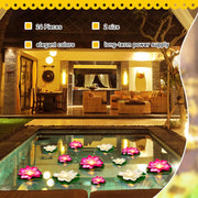 Liliful 24 Pcs Diwali Lotus Decoration Pool Floating Lights, Artificial Flowers Lotus with LED,Lily Pads Water Lantern for Indian Puja Home Decoration(3.94 Inch, 5.91 Inch,White)