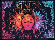 AVA Collections Tapestry Multicoloured Wall Hanging Psychedelic Tapestries Indian Cotton Poster Picnic Sheet Wall Decor Blanket Wall Art Hippie Bedroom Décor (Purple, Meditation Yoga)