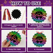 JULMELON 36 PCS Diwali Crafts, Rainbow Scratch Art DIY Scratch Paper Cards Magic Color Diwali Gifts Arts and Craft Kits Bulk Happy Diwali Party Favors School Activities Games