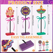 3 Pcs Happy Diwali Table Decorations Indian Festival of Lights Wooden Signs for Hindu Deepavali Party Decor (Diwali)