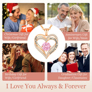 CDE Necklaces for Women Birthstone Pendant, Sterling Silver Love Heart Rose Gold Jewellery Gifts for Mum Her Wife Girlfriend Anniversary Birthday Mothers Day