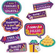 DPKOW 30pcs Funny Diwali Photo Booth Props, Deepavali Photo Props for Festival of Lights Party Favor Game, Hindu Party Photobooth Accessories Diwali Party Supplies Decoration, Hat Glasses Tie Mustache