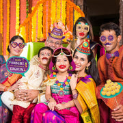 DPKOW 30pcs Funny Diwali Photo Booth Props, Deepavali Photo Props for Festival of Lights Party Favor Game, Hindu Party Photobooth Accessories Diwali Party Supplies Decoration, Hat Glasses Tie Mustache