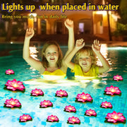 Liliful 24 Pcs Diwali Lotus Decoration Pool Floating Lights, Artificial Flowers Lotus with LED,Lily Pads Water Lantern for Indian Puja Home Decoration(3.94 Inch, 5.91 Inch,White)