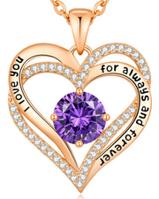 CDE Necklaces for Women Birthstone Pendant, Sterling Silver Love Heart Rose Gold Jewellery Gifts for Mum Her Wife Girlfriend Anniversary Birthday Mothers Day