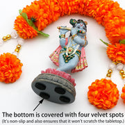 alikiki Hindu Krishna Idol Statue - 5.7”H Indian God Lord Krishna on Lotus Playing Flute India Murti Item Home Office Temple Mandir Shrine Altar Pooja Decor Diwali Puja Gifts for Indian Friends