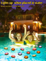 Hortsun 12 Pcs Floating Lotus Lights with Batteries Lily Pads Pool Flowers Diwali Pooja Decorations Floating Candles Decor for Pool Pond Outdoor Indoor(5.91 Inch,White)