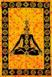 AVA Collections Tapestry Multicoloured Wall Hanging Psychedelic Tapestries Indian Cotton Poster Picnic Sheet Wall Decor Blanket Wall Art Hippie Bedroom Décor (Purple, Meditation Yoga)