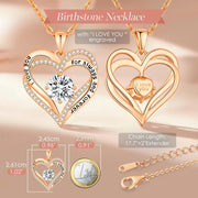 CDE Necklaces for Women Birthstone Pendant, Sterling Silver Love Heart Rose Gold Jewellery Gifts for Mum Her Wife Girlfriend Anniversary Birthday Mothers Day