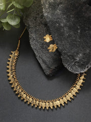 Aheli Wedding Wear Gold Tone Goddess Engraved on Coin Long Necklace Set South Indian Traditional Bollywood Fashion Jewelry Set for Women