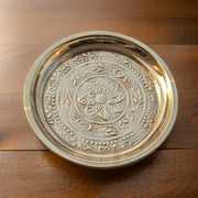 Brass Puja Plate Nakshi Flower Designed Karwachauth Diwali Indian Festival Hindu Rituals Mandir Temple Pooja Plate