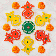 Tarini Gallery Pooja Thali Set with Essential Pooja Articles for Rituals Festivals Home Temple Office Wedding and Gifting (Brass Thali Set Size-7