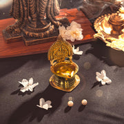 Traditional Brass Panch Aarti Diya for Puja Essential Pooja Article for Aarti Arti Deepak Deepam for Home Temple Décor Accessory Gifts (Panch Aarti Diya)