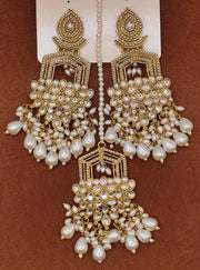 Versatile Handmade Kundan Jewelry Set, Gold Plated, Meenakari, Pearl Drops, Indian Jewelry, Party Wear, Traditional, Festive, Indian Ethnic Jewelry, Bridal, Wedding, Pooja, Earrings, Maang Tikka 244