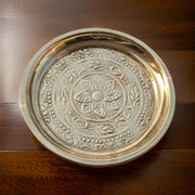 Brass Puja Plate Nakshi Flower Designed Karwachauth Diwali Indian Festival Hindu Rituals Mandir Temple Pooja Plate
