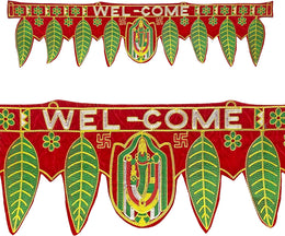 SATVIK 3 ft. Handcrafted Embroidered Toran/Door Valance ,Diwali Decorations Hanging Door Valance Shubh Deepawali Puja Bandhanwar. Indian Hindu Festival Decorations Items