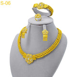 XUHUANG Luxury Dubai Flower Necklace Sets For Women Wedding 24K Gold Plated African Jewelry Set Indian Jewellery Gifts