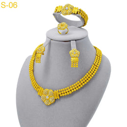 XUHUANG Luxury Dubai Flower Necklace Sets For Women Wedding 24K Gold Plated African Jewelry Set Indian Jewellery Gifts