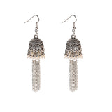 Retro Bollywood Oxidized Women Jhumka Indian Earrings Femmes 2020 Ethnic Gold Silver Color Afghan Bell Long Tassel Drop Earrings
