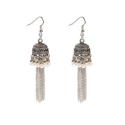 Retro Bollywood Oxidized Women Jhumka Indian Earrings Femmes 2020 Ethnic Gold Silver Color Afghan Bell Long Tassel Drop Earrings