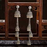 Retro Bollywood Oxidized Women Jhumka Indian Earrings Femmes 2020 Ethnic Gold Silver Color Afghan Bell Long Tassel Drop Earrings