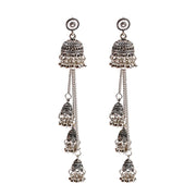 Retro Bollywood Oxidized Women Jhumka Indian Earrings Femmes 2020 Ethnic Gold Silver Color Afghan Bell Long Tassel Drop Earrings