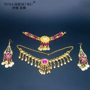 2/3pcs Set Belly Dancing Accessories Women Indian Belly Dance Necklace Earrings Gold Silver Set Belly Dance Accessory Wholesale
