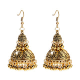 Retro Bollywood Oxidized Women Jhumka Indian Earrings Femmes 2020 Ethnic Gold Silver Color Afghan Bell Long Tassel Drop Earrings