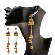 Retro Bollywood Oxidized Women Jhumka Indian Earrings Femmes 2020 Ethnic Gold Silver Color Afghan Bell Long Tassel Drop Earrings