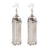 Retro Bollywood Oxidized Women Jhumka Indian Earrings Femmes 2020 Ethnic Gold Silver Color Afghan Bell Long Tassel Drop Earrings