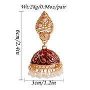 Ethnic Retro Geometric Turkish Jhumka Earrings For Women Indian Jewelry Flower Gold Color Bell Tassel Dangling Earrings