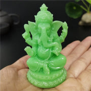 શ્યામ રંગમાં ઝળહળતી ગણેશ પ્રતિમા બુદ્ધ હાથી ભગવાન શિલ્પ પ્રતિમા માનવસર્જિત જેડ સ્ટોન ક્રાફ્ટ હોમ ગાર્ડન ફ્લાવરપોટ ડેકોરેશન