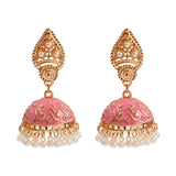 Ethnic Retro Geometric Turkish Jhumka Earrings For Women Indian Jewelry Flower Gold Color Bell Tassel Dangling Earrings