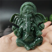 Lord Ganesha Statue Buddha Elephant God Sculpture Ganesh Figurines Man-made Jade Stone Crafts Home Garden Flowerpot Decoration