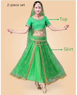 Bollywood Belly Dance Costume Set Indian Dance Sari 2/3/4/5pcs Chiffon Belly Dance Clothing Women Oriental Dance Practice Suit