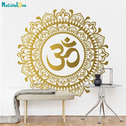 ઓમ મંડલા ફ્લાવર વોલ ડેકલ મેડિટેશન વિનાઇલ ઇન્ડિયન હોમ ડેકોર યોગા ઓમ નમસ્તે ઓફિસ સ્ટુડિયો ડેકોર બોહો આર્ટ મ્યુરલ્સ YT4956