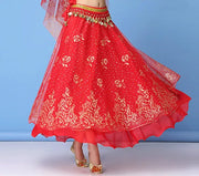 Bollywood Dress Costume Women Set Indian Dance Sari Belly Dance Performance Clothes Chiffon Top Skirt Waist Chain 2/3/5/8pcs Set