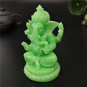 શ્યામ રંગમાં ઝળહળતી ગણેશ પ્રતિમા બુદ્ધ હાથી ભગવાન શિલ્પ પ્રતિમા માનવસર્જિત જેડ સ્ટોન ક્રાફ્ટ હોમ ગાર્ડન ફ્લાવરપોટ ડેકોરેશન