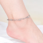 100% 925 Sterling Silver Beach Foot Anklet For Women Bohemian Simple Double Chain Anklets Summer Bracelet On the leg Jewelry