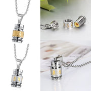 Stainless Steel Om Mani Padme Hum Buddhist Mantra Prayer Wheel Meditation Pendant Keepsakes Cremation Urn Necklace