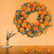 Artificial Orange Carnation Flowers Marigold Flowers Silk Cloth Decoration for Indian Festival Backdrop Parties 30 Pcs