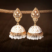 Ethnic Retro Geometric Turkish Jhumka Earrings For Women Indian Jewelry Flower Gold Color Bell Tassel Dangling Earrings