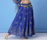 Bollywood Dress Costume Women Set Indian Dance Sari Belly Dance Performance Clothes Chiffon Top Skirt Waist Chain 2/3/5/8pcs Set
