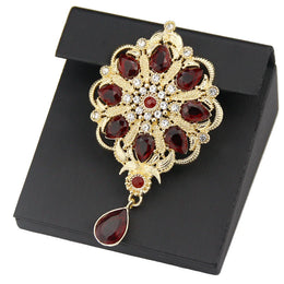 Sunspicems 18K Gold Color Crystal Women Brooch Morocco Caftan Brooch Pins Sunflower Algeria Jewelry Arabic Bridal Wedding Bijoux