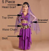 5 Piece Set Belly Dance Costumes Set Indian Dress Handmade Kids Belly Dance Costumes for Girls Bollywood Performance Cloth