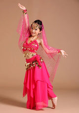 5 Piece Set Belly Dance Costumes Set Indian Dress Handmade Kids Belly Dance Costumes for Girls Bollywood Performance Cloth