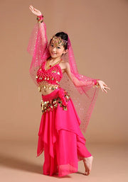 5 Piece Set Belly Dance Costumes Set Indian Dress Handmade Kids Belly Dance Costumes for Girls Bollywood Performance Cloth