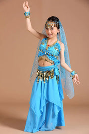 5 Piece Set Belly Dance Costumes Set Indian Dress Handmade Kids Belly Dance Costumes for Girls Bollywood Performance Cloth