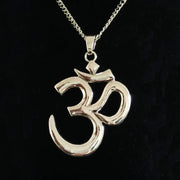 1 x Tibetan Silver Large Abstract Hindu OM AUM Symbol Yoga Buddhist Pendant Necklaces On Long Chain Lagenlook 34