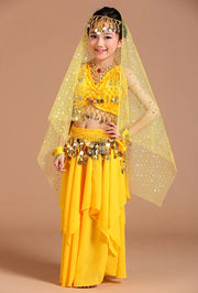 5 Piece Set Belly Dance Costumes Set Indian Dress Handmade Kids Belly Dance Costumes for Girls Bollywood Performance Cloth